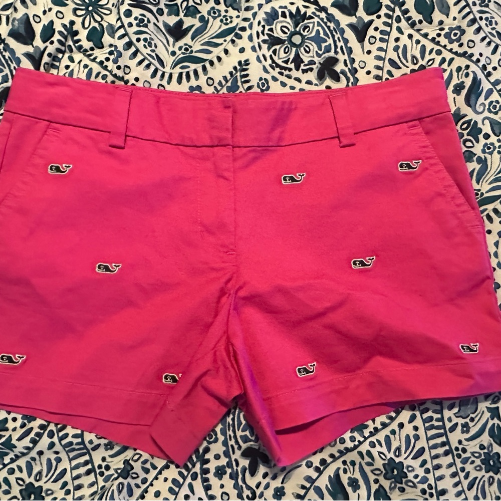 Vineyard Vines Pink Bermuda Shorts with Embroidered Whales